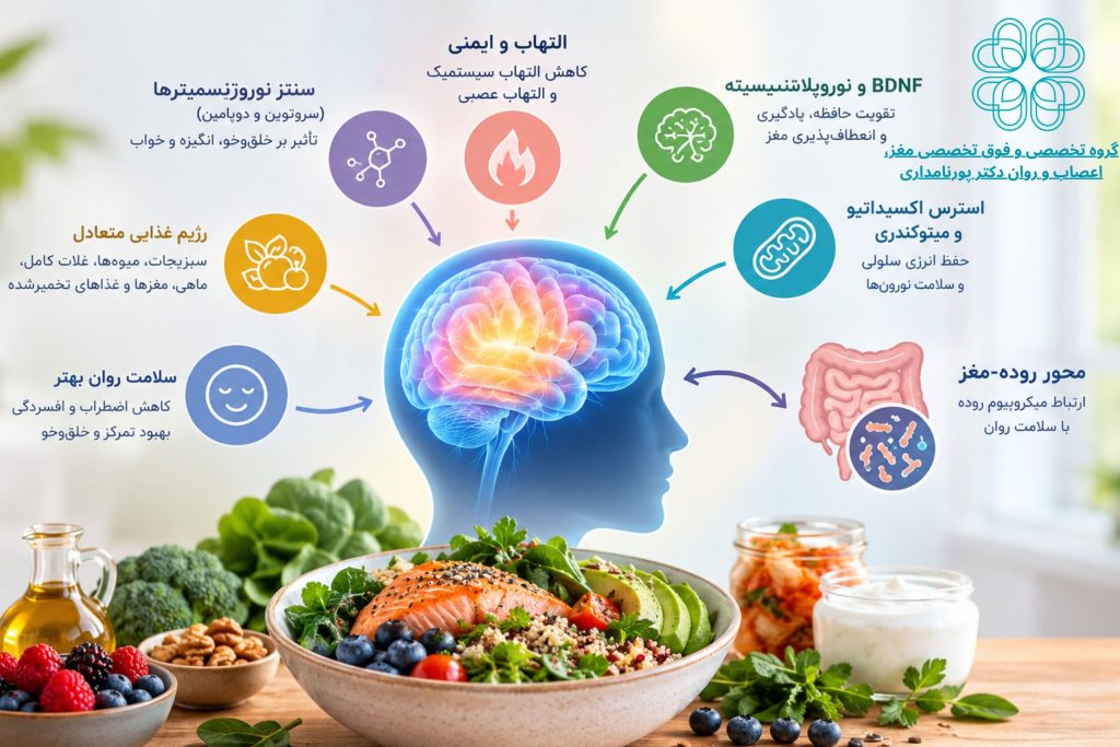 روان‌پزشکی تغذیه‌ای چیست؟ عبور از نگاه سنتی به سلامت روان H2: مکانیسم‌های بیوشیمیایی: غذا چگونه زبان مغز را تغییر می‌دهد؟